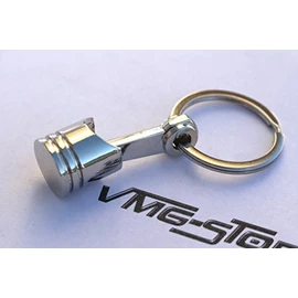 VmG-Store Engine Piston Chrome Key Fob 3D Chrome Engine Key Tuning Car Rim, Silver or grey