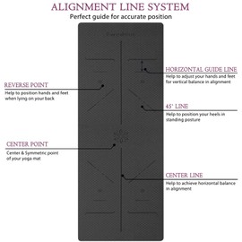 Ewedoos Eco Friendly Yoga Mat with Alignment Lines, TPE Yoga Mat Non Slip Textured Surfaces ¼-Inch Thick High Density Padding To Avoid Sore Knees, Perfect for Yoga, Pilates and Fitness (Gray)