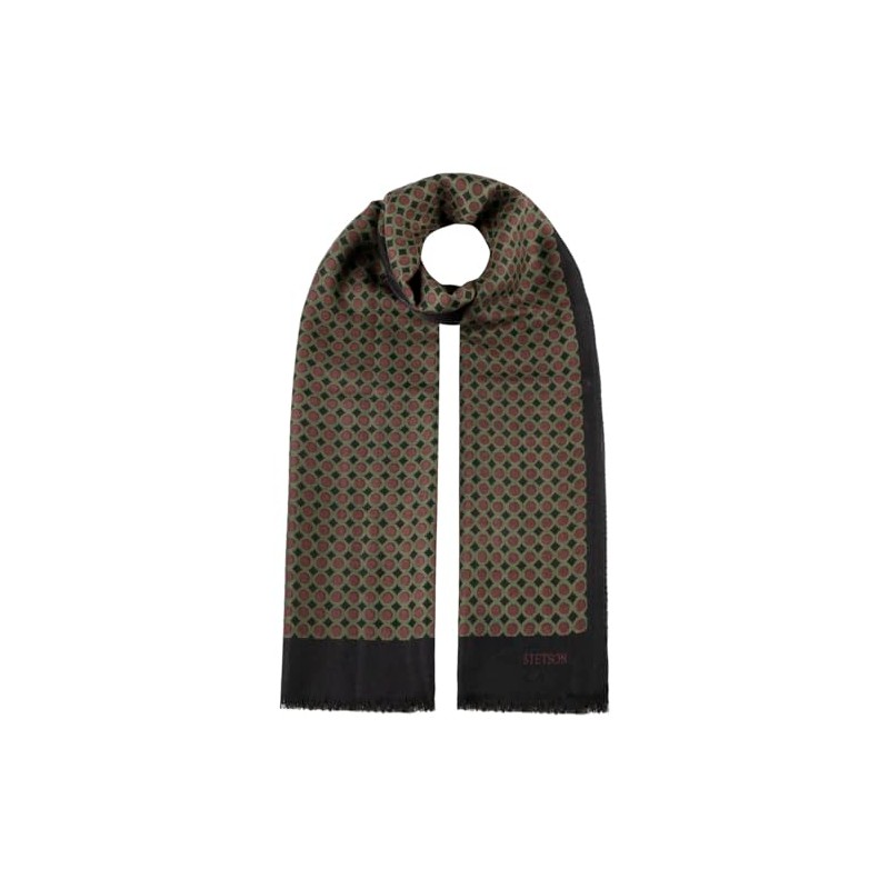 Stetson Allover Dots Wool Scarf Men's with Fringes Autumn Winter