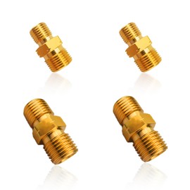 Messing Gasschlauch Verbinder Doppelnippel mit 2 Stück 1/4'' AG Links, 2 Stück 1/4" auf 3/8" Links AG, Kupplung Propan Acetylen Gasschlauch Adapter für Gas Rohrleitungen, DN8 X DN10 Außengewinde