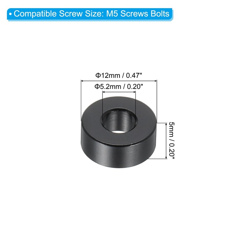 PATIKIL M5 Aluminum Spacers Set of 6 Aluminum 5.2mm ID