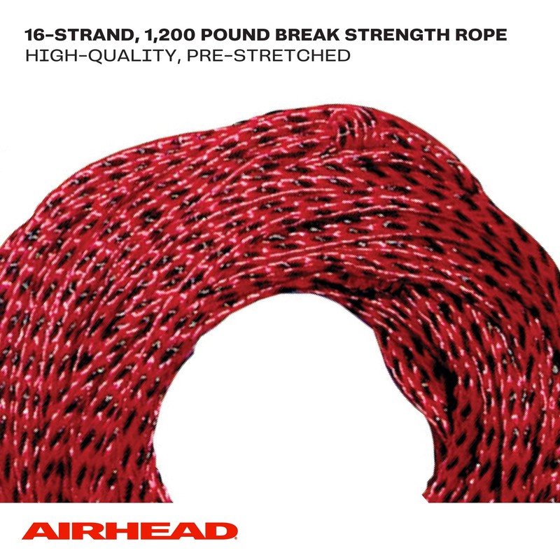 Airhead Trick Handle Wakeboard Rope, 4 Sections, 75-Feet, Red |