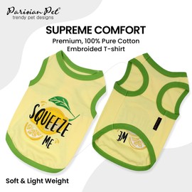 Parisian Pet Unisex Dog Tshirt - Embroidered “ Squeeze Me “ Dog Shirt - Breathable and Lightweight Dog Tank Top - Sleeveless Dog Tee Shirts - Machine Washable Dog Shirts for Medium Dogs - M