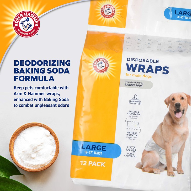 Arm & Hammer for Pets Male Dog Wraps, Size Large,