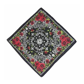 YUEHUINIAO 21'' Rose Pattern Bandana Head Scarf for Women Men Square Turban Head Scarf Punk Head Wrap Headwear