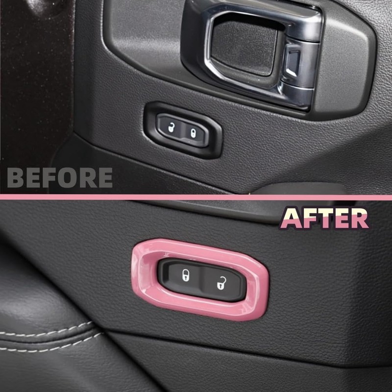 Inner Door Lock Switch Button Bezel Trim Cover Compatible with