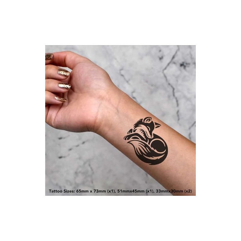 Azeeda 4 x 'Schläfriger Fuchs' Temporäre Tattoos - Wasserfest, Hautfreundlich
