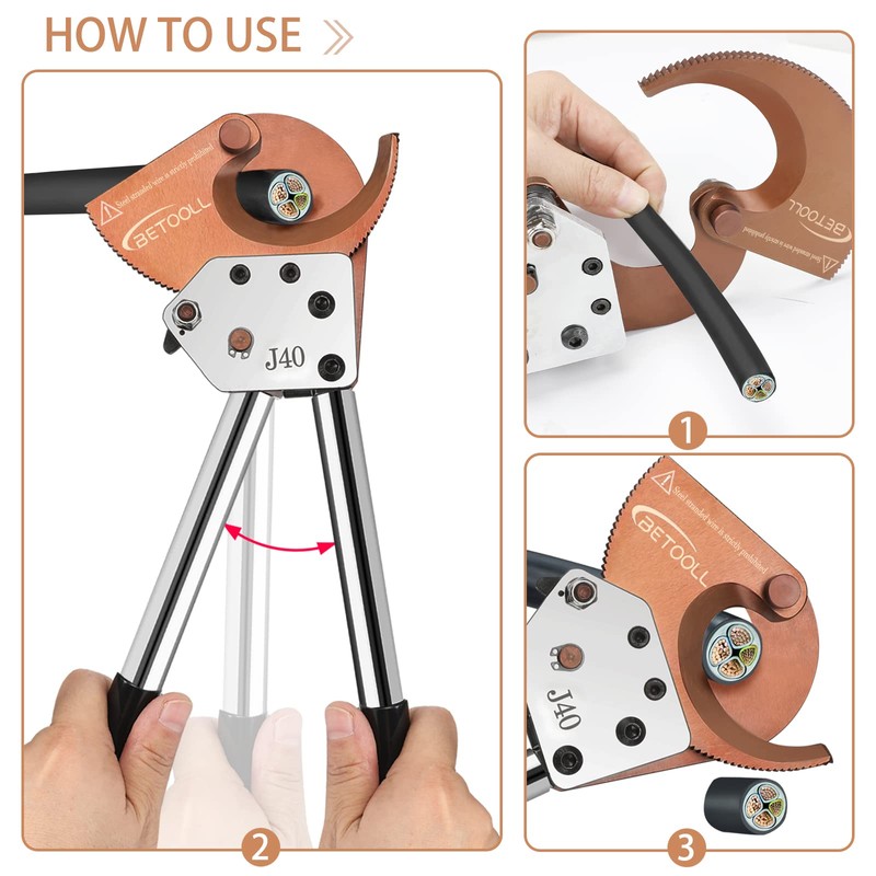 BETOOLL Heavy Duty Aluminum Copper Ratchet Cable Cutters up to