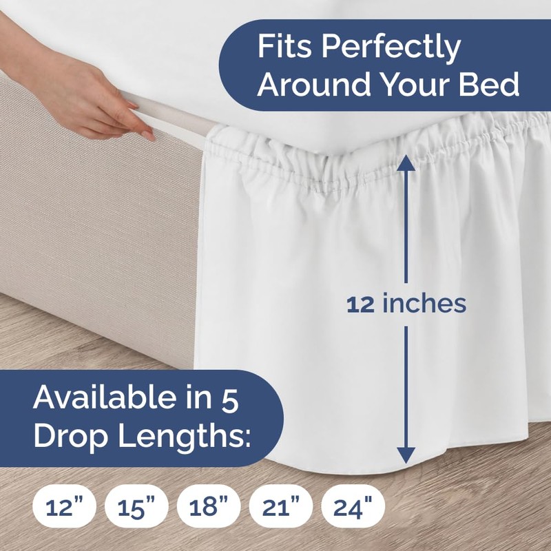 Wrap Around Dust Ruffle Bed Skirt - White - for