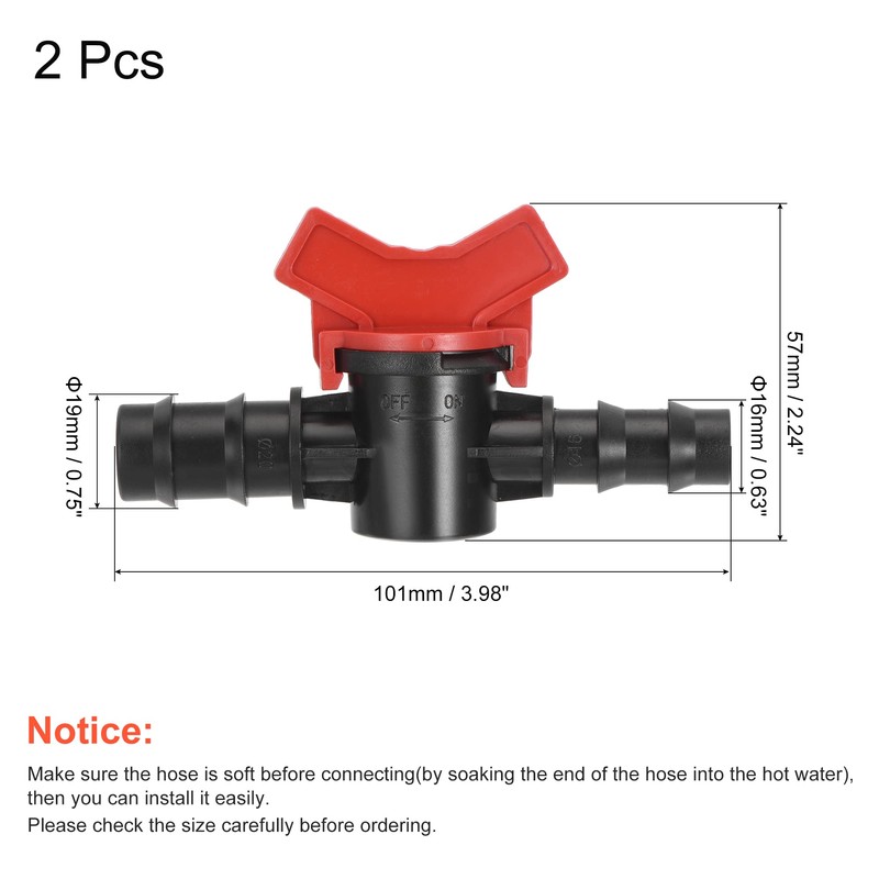 sourcing map Ball Valve 19mm x 16mm Barb Connector Shut