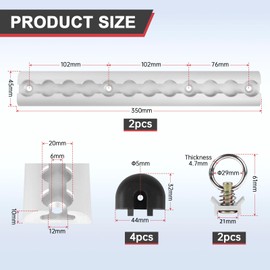 EXLECO 2 x 30 cm Aluminium Airline Rail Set with End Caps and Lashing Eyelets Semicircular Airline Rail for Loads Securing Lashing Rails Airline Rail for Gluing Accessories for Trailers Motorhome