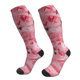 Hot Pink Flamingo Compression Socks Women And Men For Nurses Travel Pregnancy Recovery Running Athletic