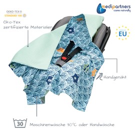 Medi Partners Swaddling Blanket 100% Cotton Waffle 85 x 85 cm Cuddly Blanket for Pram Baby Seat Universal Baby Blanket Double-Sided Baby Blanket Buggy Car Seat