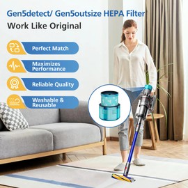 Gen5 Filter Replacement for Dyson Gen5detect| Gen5detect Absolute SV23, Dyson Gen5outsize| Gen5outsize Absolute Cordless Vacuum Cleaner SV24, Filter for Gen5 Cordless Stick Vacuums, 2 Pack