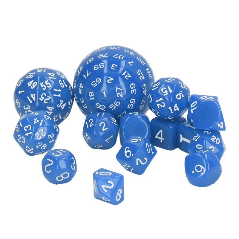 15pcs Complete Polyhedral Dice Set Acrylic D3 to D100 Spherical