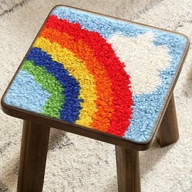 Embroidery Crafts Latch Hook Kits for Adults - DIY Needlework, Rugs & Cushion Making Kits (White Cloud Rainbow)