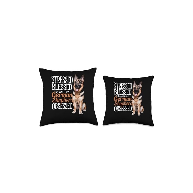 Stressed Blessed Obsessed German Shepherd Throw Pillow