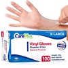CARE PLUS Vinyl Gloves Clear Extra Large Size 100 Count
