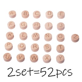 ToBeIT Wooden Beads Square Wood Beads Cube Letter Beads Alphabet Letter Beads for Crafts DIY Handmade Decorations Craft Making (C-52pcs)