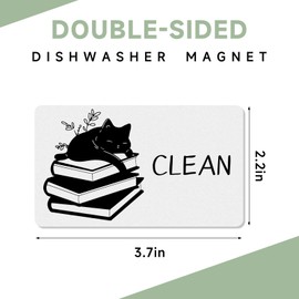 MBRUH Funny Cat Themed Dishwasher Magnet Clean Dirty Sign, Black Cat Double Sided Dish Washer Magnet, Novelty Gift for Cat Lovers Kitchen Decor, Dirty Clean Magnet Indicator for Kitchen Dishwasher C