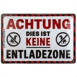 Nostalgic-Art Retro Tin Sign, 20 x 30 cm, Dog - Achtung keine Entladezone - Warning Sign as a Gift Idea, Made of Metal, Vintage Design with Saying