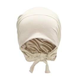 ZLYC Women's Summer Chemo Headscarves Tie Back Satin Lined Hijab Cap, Plain beige.