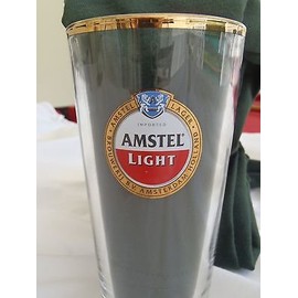 Amstel Light 24 K Gold Rimmed Pint Glass | Set of 2 Glasses