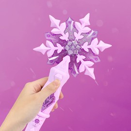 SAFIGLE Luminous Snowflake Wand LED Snowflake Wand Toy with Sound Kids Cosplay Costume Accessories Christmas Birthday Gifts for Kids Girls - Pink