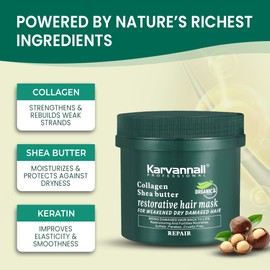 Karvannall Professional Collagen Shea Butter Hair Treatment Mask | Deep Repair, Strengthening & Intense Hydration | For Dry, Weak & Damaged Hair | Sulfate-Free, Salon-Quality Formula | 16.9 Fl Oz