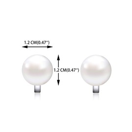 QUKE 12mm Simulated Pearl Clip On Stud Earrings Non Pierced Earrings Jewellery For Women Girls