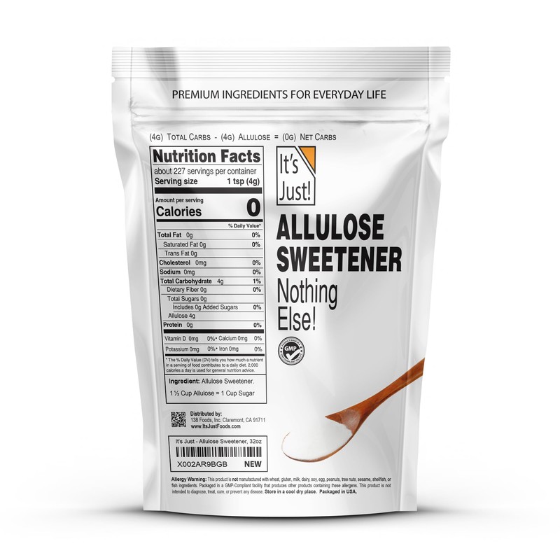 It's Just - Allulose, Sugar Substitute, Keto Friendly Sweetener, Non-Glycemic,