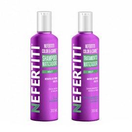 Shampoo Matizador Violeta + Tratamiento Keratina Nefertiti Color & Care Sin Parabenos (300+300 Ml)