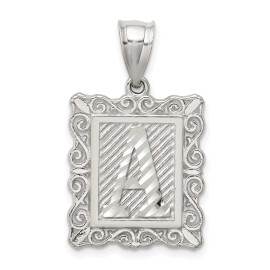 FindingKing Sterling Silver Framed Initial Letter A Charm Pendant Jewerly 30mm x 18mm