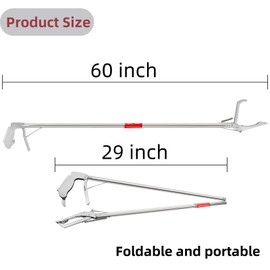 Mezchi 60'' Foldable Snake Grabber Tool Heavy Duty, Professional Snake Tongs with Lock, Long Snake Stick, Snake Catcher Grabber for Rattlesnake, Reptile
