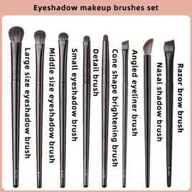 INGJIA Augenpinsel Pinselset Makeup Lidschatten Pinselset Makeup Blender Pinsel Pinselset Augen Pinselsets Blending Brush Augenpinsel Set Make up Pinsel Set Lidschattenpinsel (black 8)