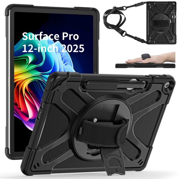 ZenRich Surface Pro 12 ケース 第12世代 2025専用, キーボード対応 & ペン収納付き