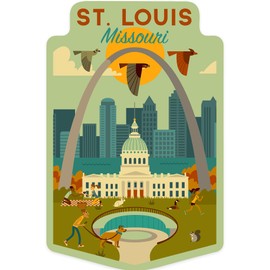 Die Cut Sticker St. Louis, Missouri, Geometric National Park Series, Contour Vinyl Sticker 1 to 3 inches (Waterproof Decal for Cars, Water Bottles, Laptops, Coolers), Small