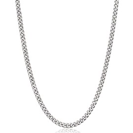 Fiusem Silver Tone Cuban Link Chain for Men, 5mm Mens Chain Necklaces, Stainless Steel Chain Necklaces for Men Women, 20 Inch