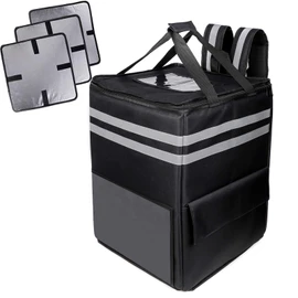 cherrboll XXL Insulated Pizza Delivery Backpack, Thermal Food Delivery Bag with 3 Dividers, Reusable Cooler Backpack for Bicycle Transport