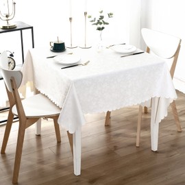 Smiry - Mantel cuadrado de vinilo resistente al agua, lavable, lavable para cocina y comedor (blanco, 70 x 70 pulgadas)