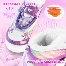 LEVYTEMP Adjustable Snowflake Ice Skates for Kids Boys Girls, Comfort Lining Ice Skating Shoes Every Winter Adventure for Beginner - Sizes Medium Ages 5-12,Purple