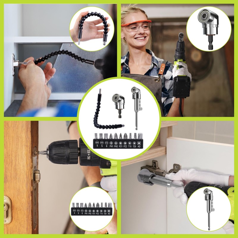 BoxedHome 13 pieces 105° angle screwdriver attachment adapter, angle attachment