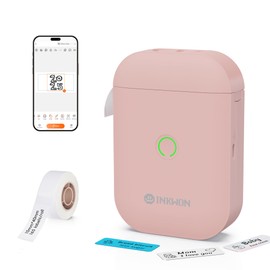 InkWon Label Maker Machine with Tape, D11s Bluetooth Label Maker Waterproof Labels, Portable Mini Label Printer with Various Templates for Home Office School, Pink