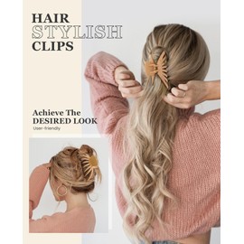 OPAUL Hair Clips for Thick Hair, 4 Pack - Extra Large Hair Claw Clips for Women, 4.75" Hair Accessories for Women Girls Gifts, Neutral 4 Colors: Blonde, Caramel, Chestnut, Black