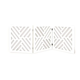 Indoor/Outdoor Solid Wood Lattice Freestanding Foldable Adjustable 3-Section Pet Gate