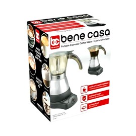 Bene Casa Portable Espresso Coffee Maker/Cafetera Portable 3-6CupSilver