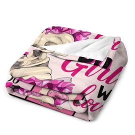 Just A Girl Who Loves Pugs Blanket Funny Pug Gifts for Girls Boys Woman Kids Dog Pug Lover Throw Blankets Soft Blanket Warm Fleece Flannel Plush Blankets for Bed Sofa Couch 40"x50"