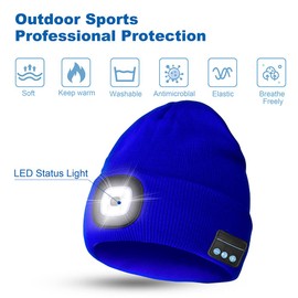 WEITOO Unisex Bluetooth Beanie Hat Light, Upgraded Musical Knitted Cap with Headphone and Built-in Stereo Speakers & Mic, Gifts for Men Women Dad