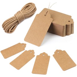 Brown Tags for Gifts – 100PCS Kraft Paper Tags for Gift Wrapping, 7X4CM Brown Labels with String for Luggage Tags, Crafting, Name Labels, Weddings & Retail