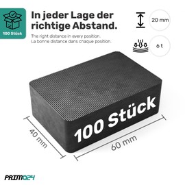 PRIMO24 Premium Underlay Plates 60 x 40 mm Pack of 100 – Multicoloured Plastic Spacer Plates (Made in Germany) – Spacer Wedges in Sizes: 1.5, 3, 5, 10, 15, 20 mm